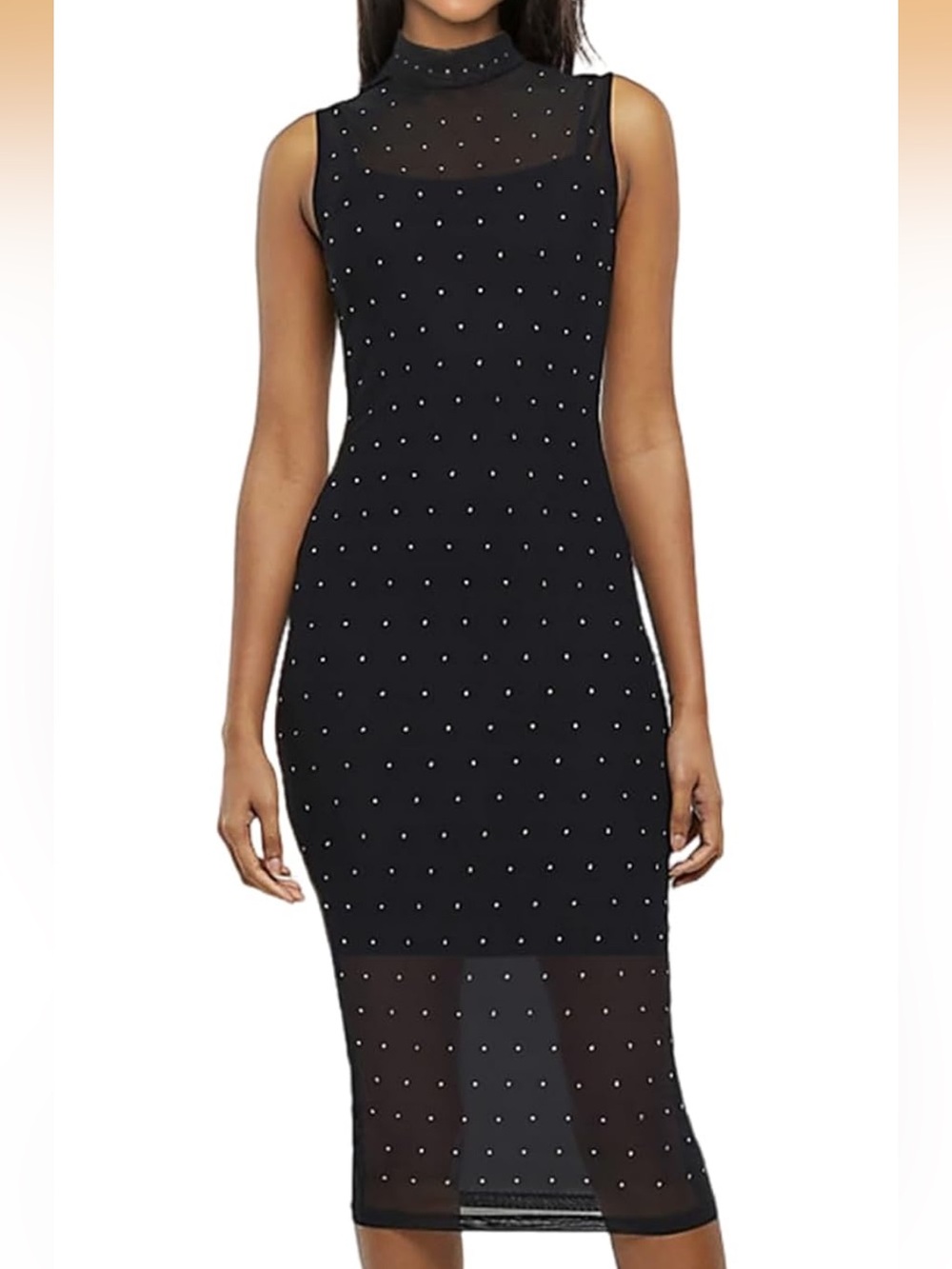 Women's Mesh Sparkly Rhinestone Dress - S